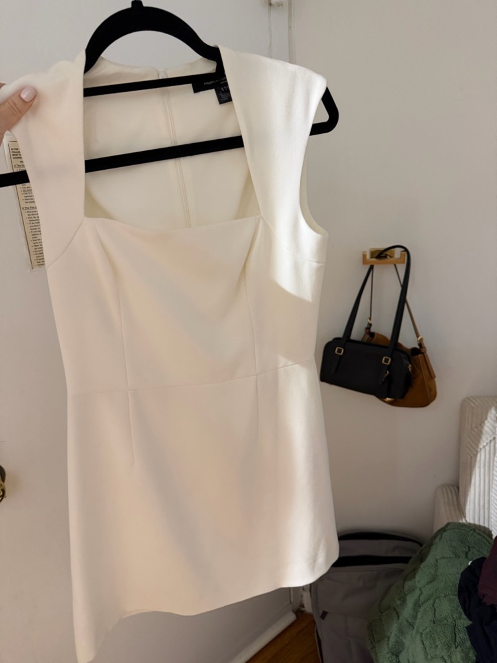 French Connection Cream Square-Neck Mini Dress